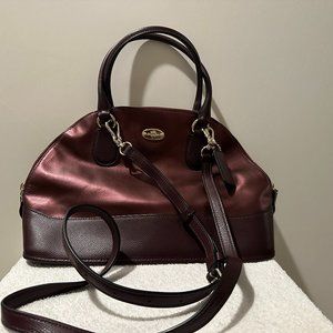 COACH Cherry CORA DOMED SATCHEL IN BICOLOR METALLIC F36057